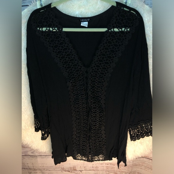 VENUS Black Swim Coverup with Elegant Design Medium NWOT - Picture 5 of 14